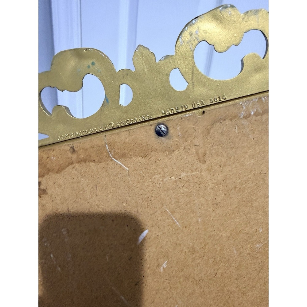 VTG MCM Gold Syroco Ornate Scroll Wall Mirror Hollywood Regency 28x16" - Picture 3 of 5